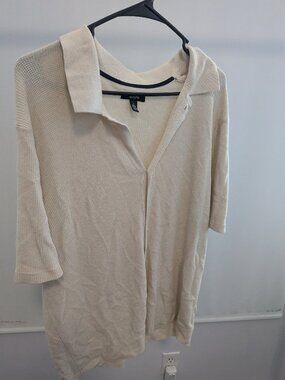 Alfani L Men's Cream Ribbed Button Down Cropped